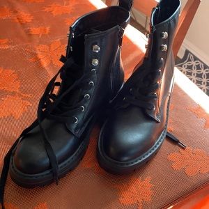 Madden girl black combat boots